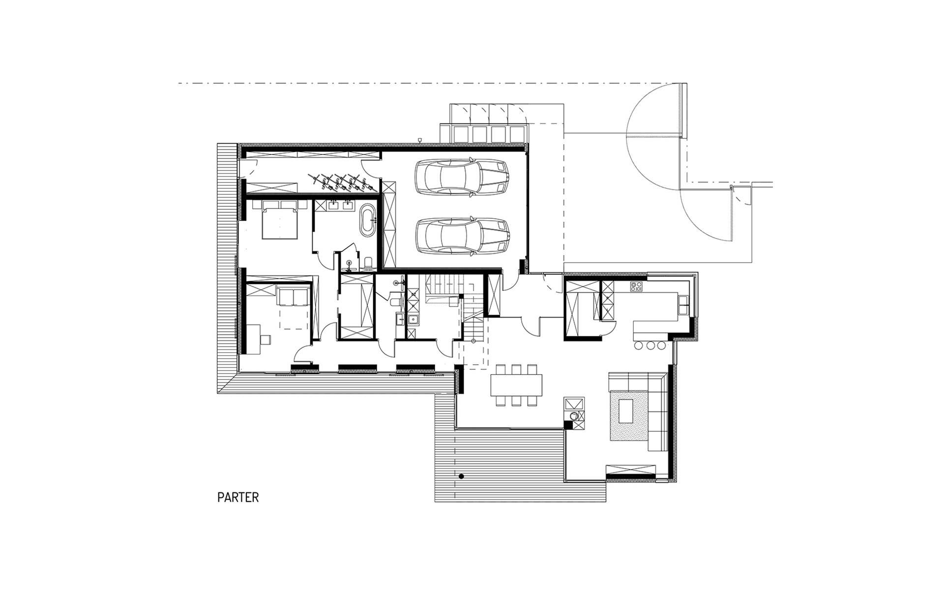 Obraz projektu parteru domu piętrowego z płaskim dachem