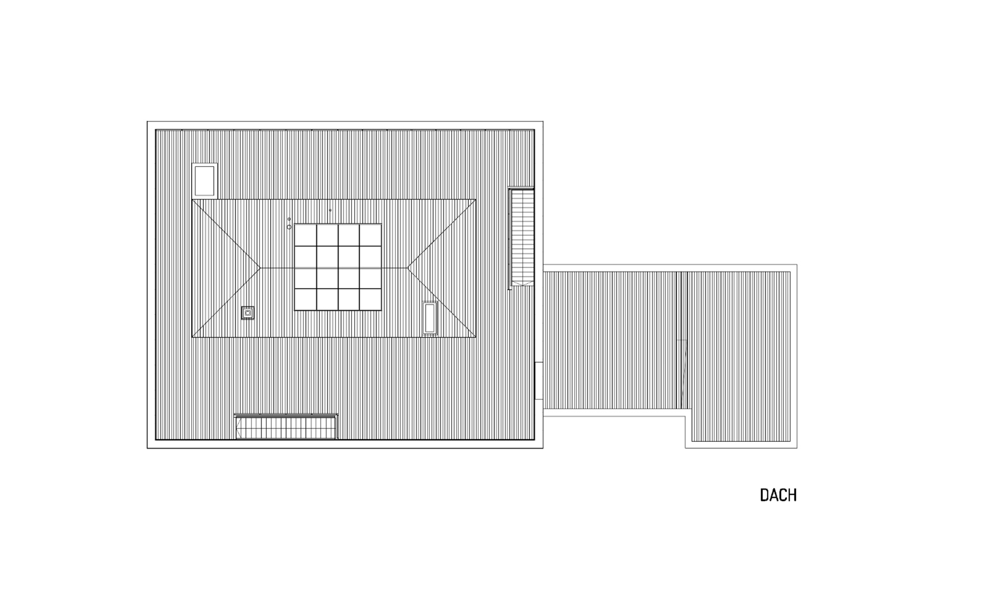 Obraz projektu dachu domu z tarasem na nim