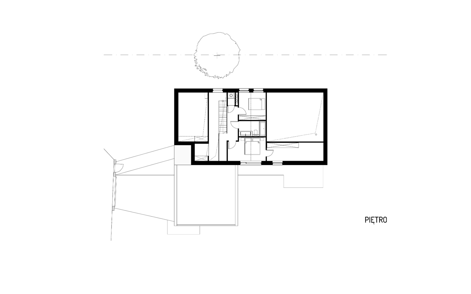 Obraz projektu piętra domu z wiatą garażową i drewnianą elewacją