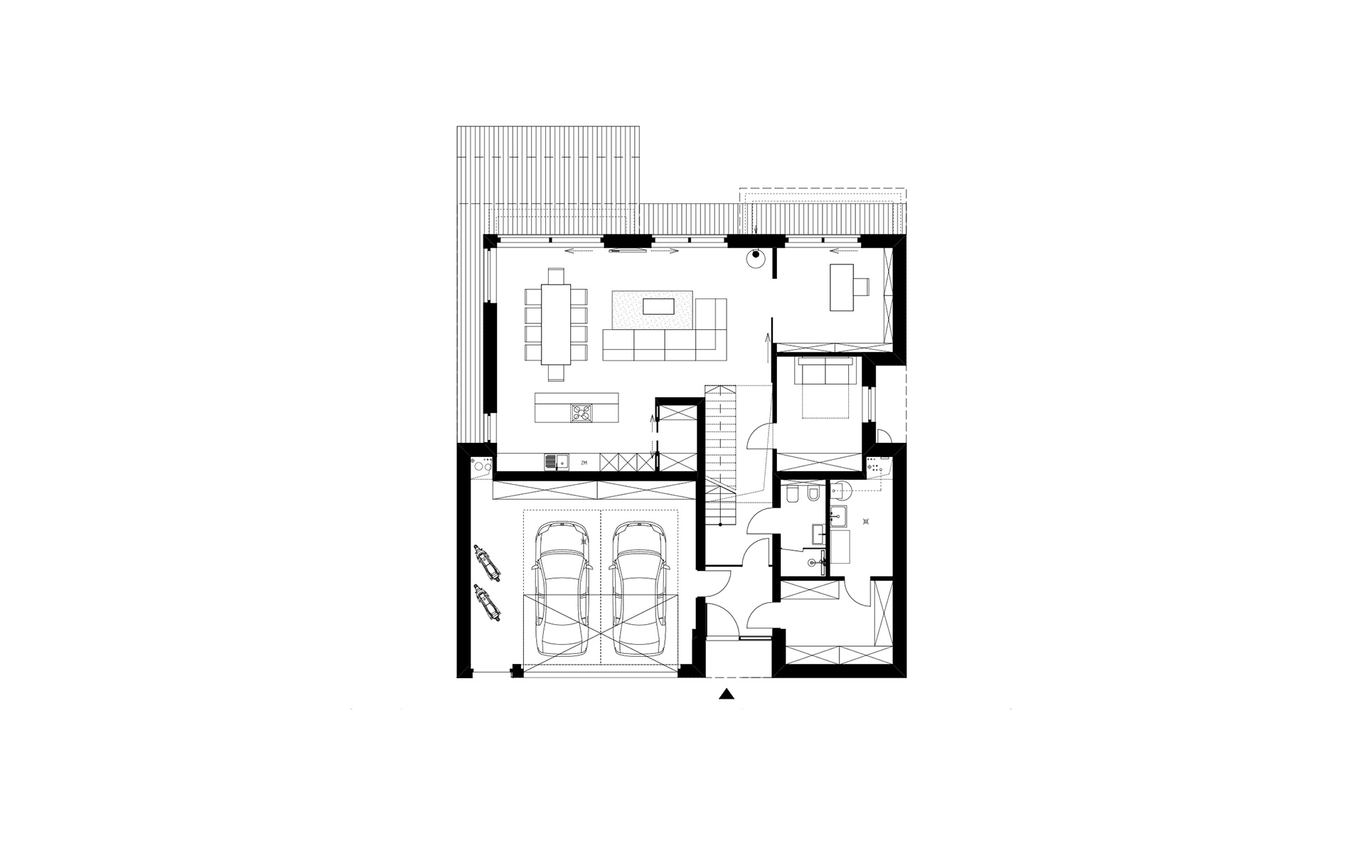 Obraz projektu parteru nowoczesnego domu piętrowego