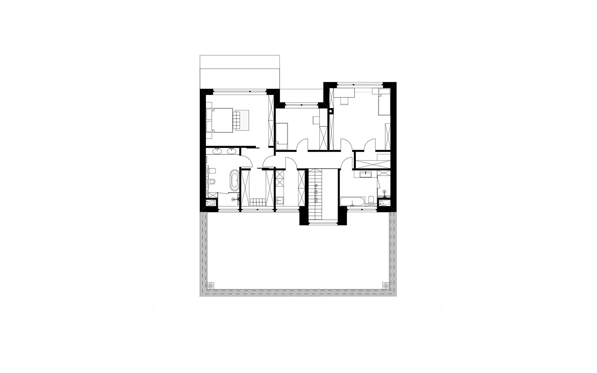 Obraz projektu piętra nowoczesnego domu piętrowego