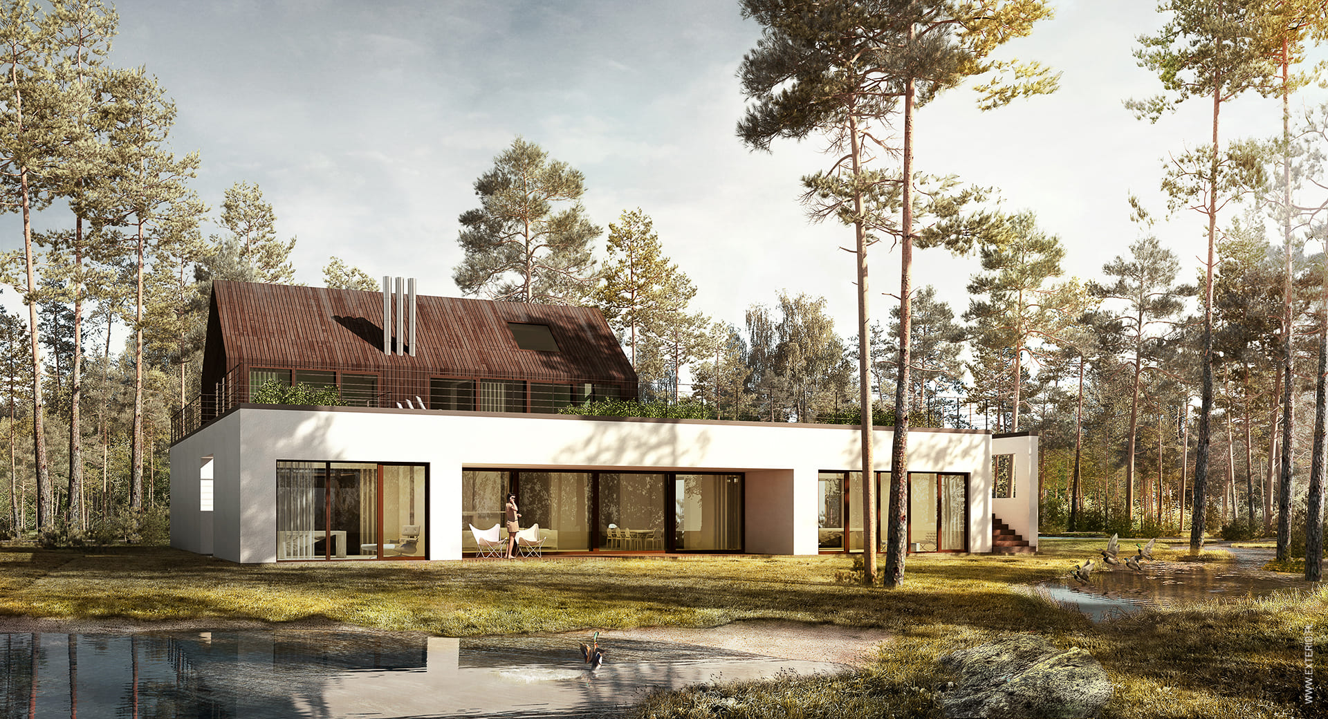Projekt domu w lesie i nowoczesnej rezydencji "2 w 1" - główne zdjęcie projektu